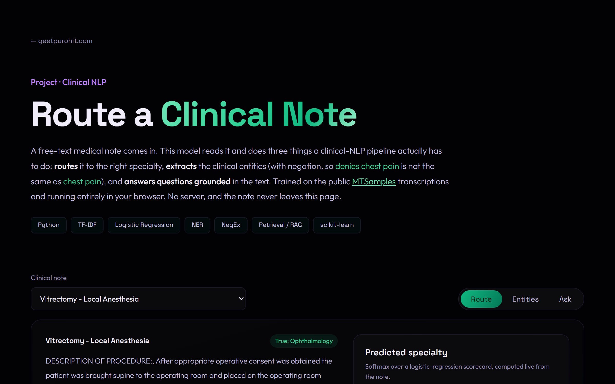 Screenshot of Triagnosis